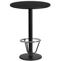 Flash Furniture XU-RD-24-BLKTB-TR18B-3CFR-GG 24'' Round Black Laminate Table Top with 18'' Round Bar Height Table Base and Foot Ring 